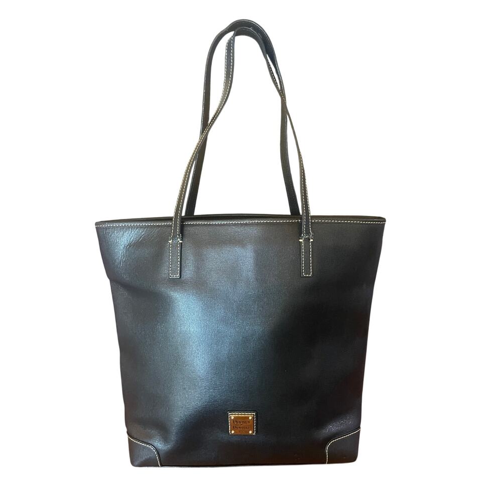 DOONEY & BOURKE saffiano leather charleston shopper tote big black purse bag